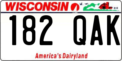 WI license plate 182QAK