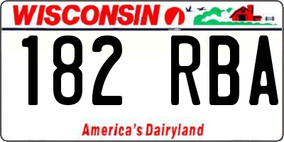 WI license plate 182RBA