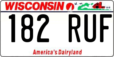 WI license plate 182RUF