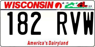 WI license plate 182RVW