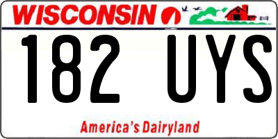 WI license plate 182UYS