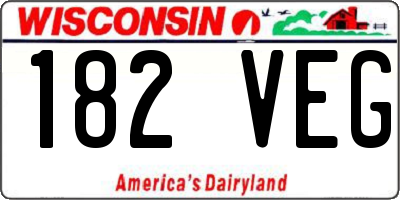 WI license plate 182VEG