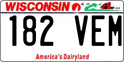 WI license plate 182VEM