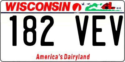 WI license plate 182VEV