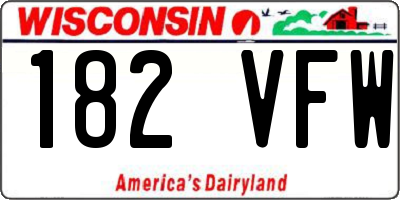 WI license plate 182VFW