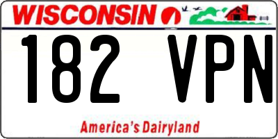WI license plate 182VPN
