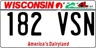WI license plate 182VSN