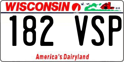 WI license plate 182VSP