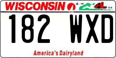 WI license plate 182WXD
