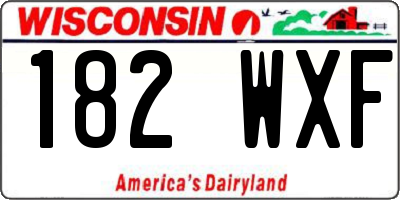 WI license plate 182WXF