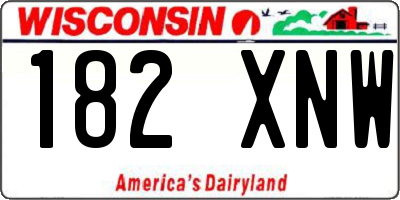 WI license plate 182XNW