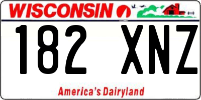 WI license plate 182XNZ