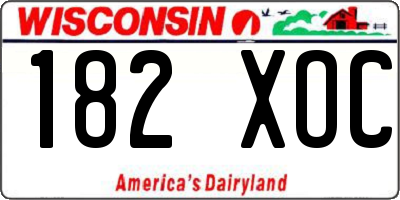 WI license plate 182XOC
