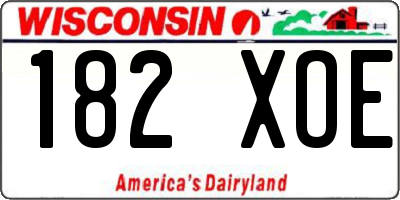 WI license plate 182XOE
