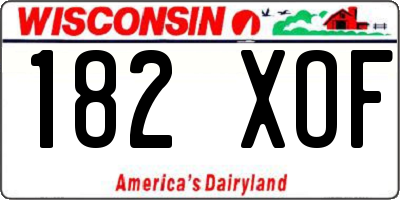WI license plate 182XOF