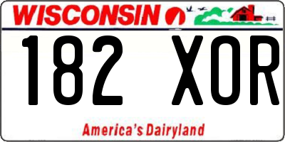 WI license plate 182XOR