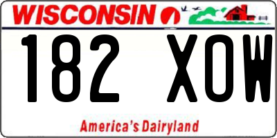 WI license plate 182XOW