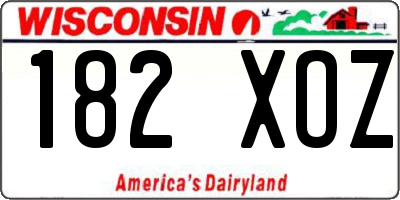 WI license plate 182XOZ