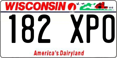 WI license plate 182XPO