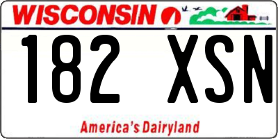 WI license plate 182XSN