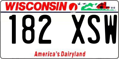 WI license plate 182XSW