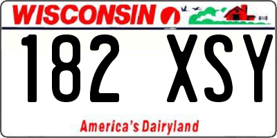 WI license plate 182XSY