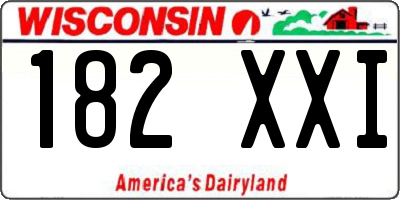 WI license plate 182XXI
