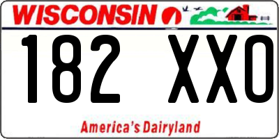 WI license plate 182XXO