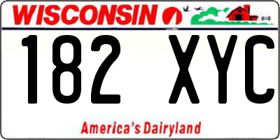 WI license plate 182XYC