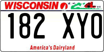 WI license plate 182XYO