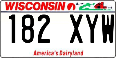 WI license plate 182XYW