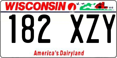 WI license plate 182XZY