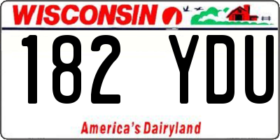 WI license plate 182YDU