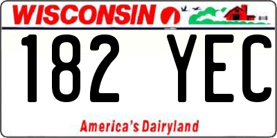 WI license plate 182YEC