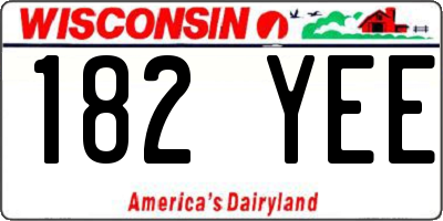 WI license plate 182YEE