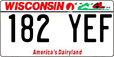 WI license plate 182YEF