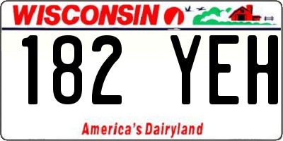 WI license plate 182YEH