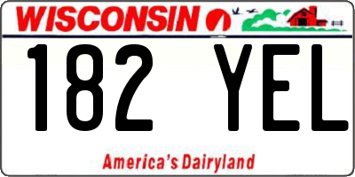 WI license plate 182YEL