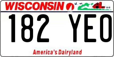 WI license plate 182YEO