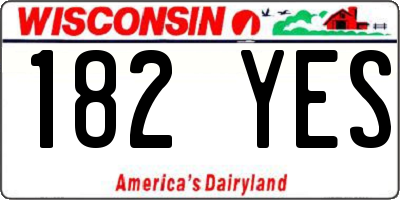 WI license plate 182YES