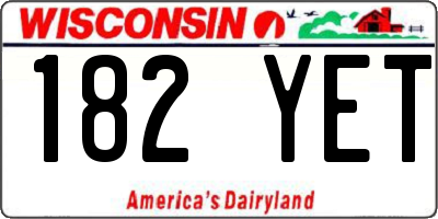 WI license plate 182YET