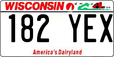 WI license plate 182YEX
