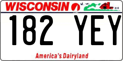 WI license plate 182YEY