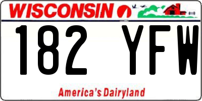 WI license plate 182YFW