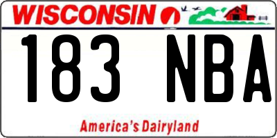 WI license plate 183NBA