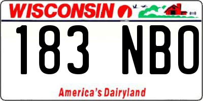 WI license plate 183NBO