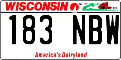 WI license plate 183NBW