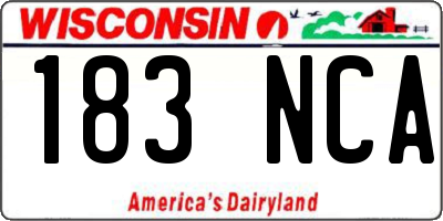 WI license plate 183NCA