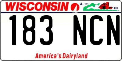 WI license plate 183NCN
