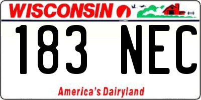 WI license plate 183NEC